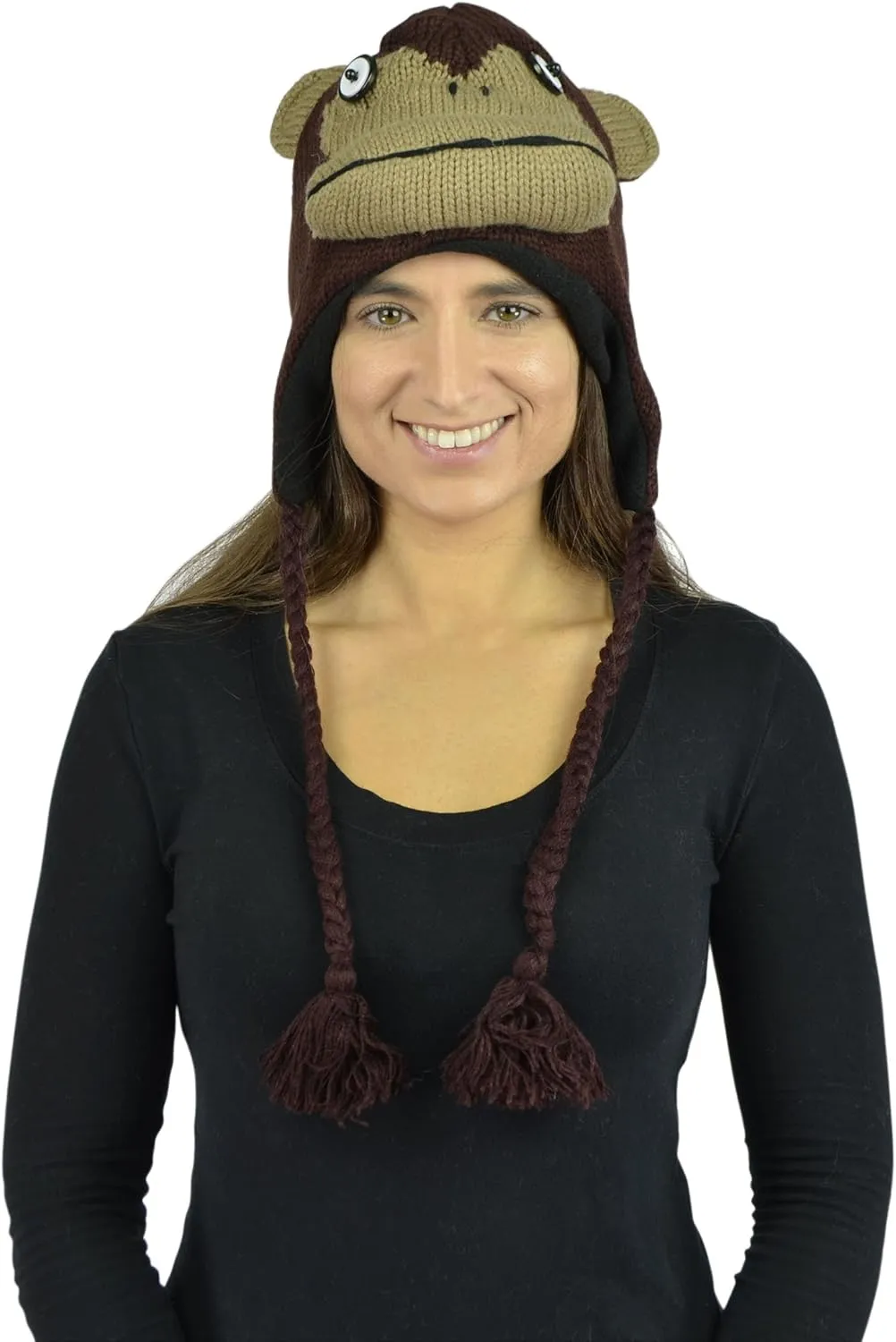 Animal Hats for Adults with Mitten or Pom Pom Knit or Plush Cute Winter Hats Substitute for Beanie