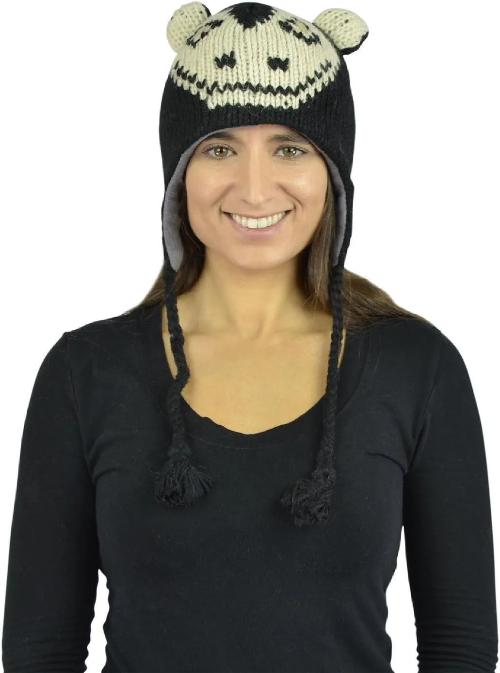 Animal Hats for Adults with Mitten or Pom Pom Knit or Plush Cute Winter Hats Substitute for Beanie