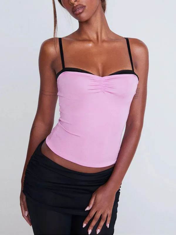 Anwen Camisole Mesh Printed Tube Top Lace Y2K Hot Girl Top