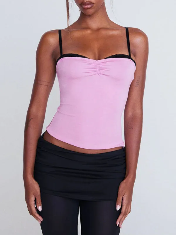 Anwen Camisole Mesh Printed Tube Top Lace Y2K Hot Girl Top
