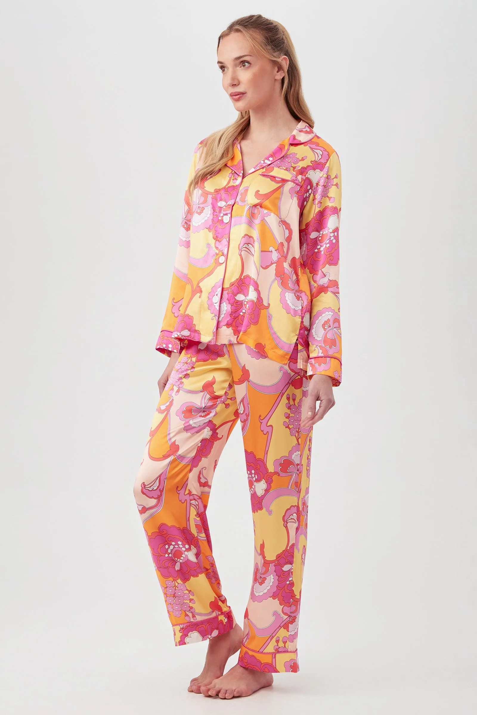 Apache Bloom Women's Long Sleeve Long Pant Silk PJ Set