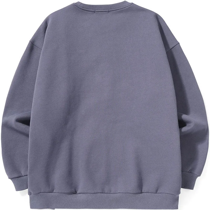 Asymmetric Color Block Car Print Sweatshirt
