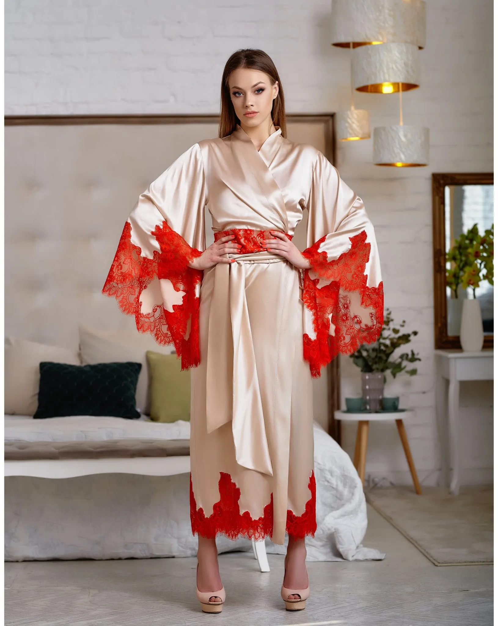 Audra Silk Robe and Nightgown Set