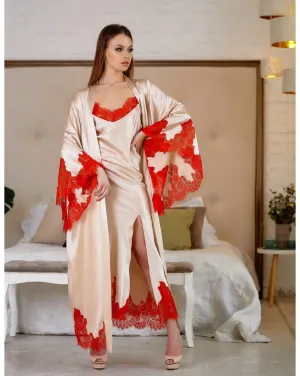 Audra Silk Robe and Nightgown Set