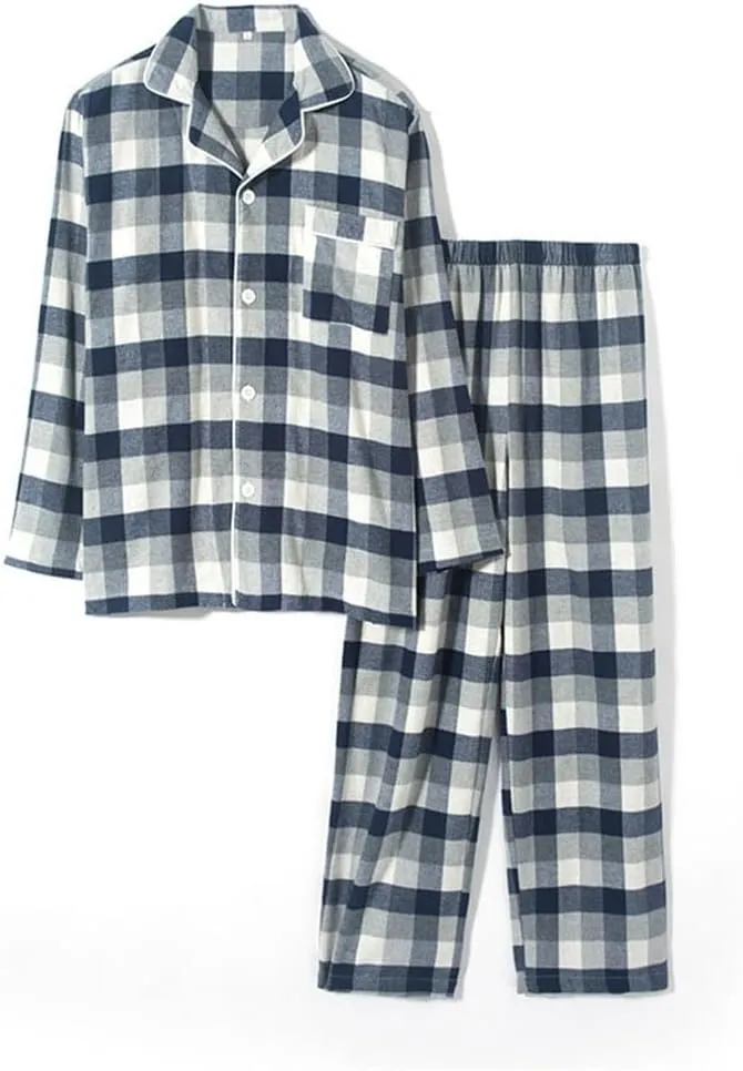 Autumn and Winter Couples Pajamas Cotton Men's Japanese Long-Sleeved Homewear Suit Thickened(OneColor,2XL)