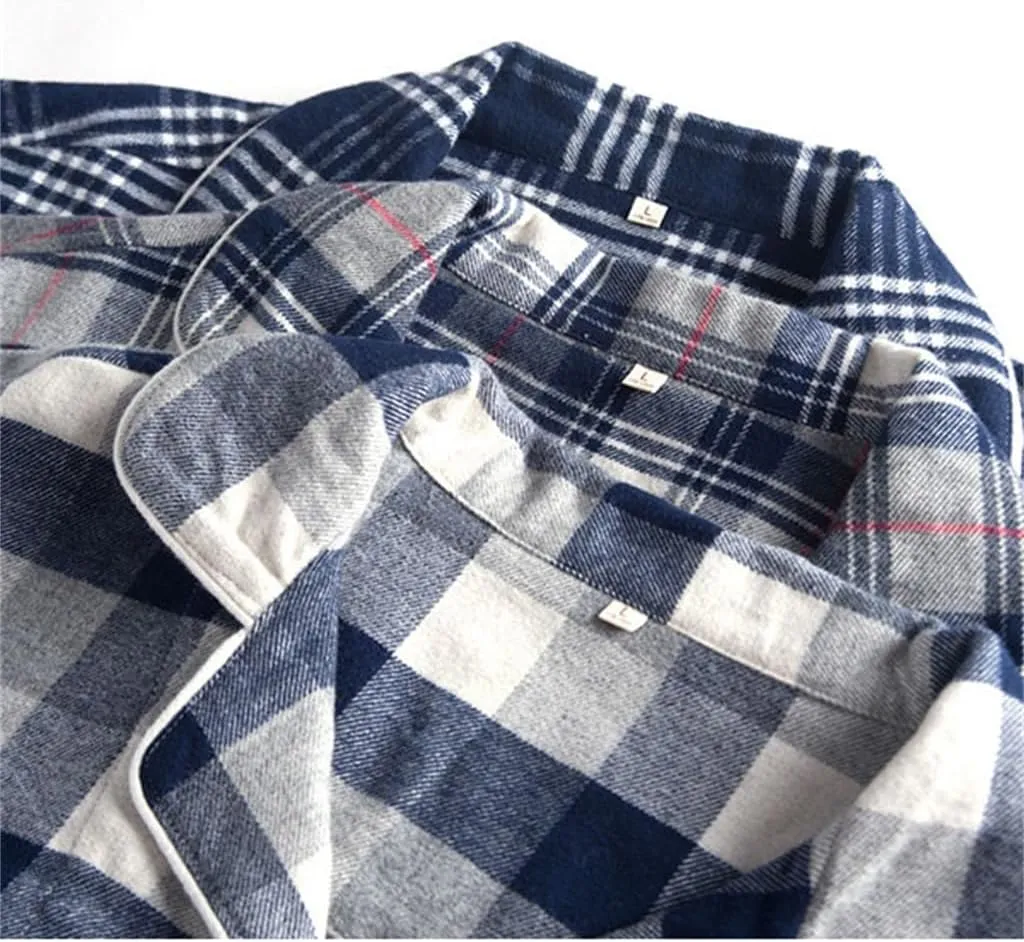 Autumn and Winter Couples Pajamas Cotton Men's Japanese Long-Sleeved Homewear Suit Thickened(OneColor,2XL)