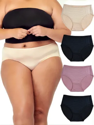 B2BODY Women's Breathable Brief Underwear Small to Plus Sizes Panties 4 Pack