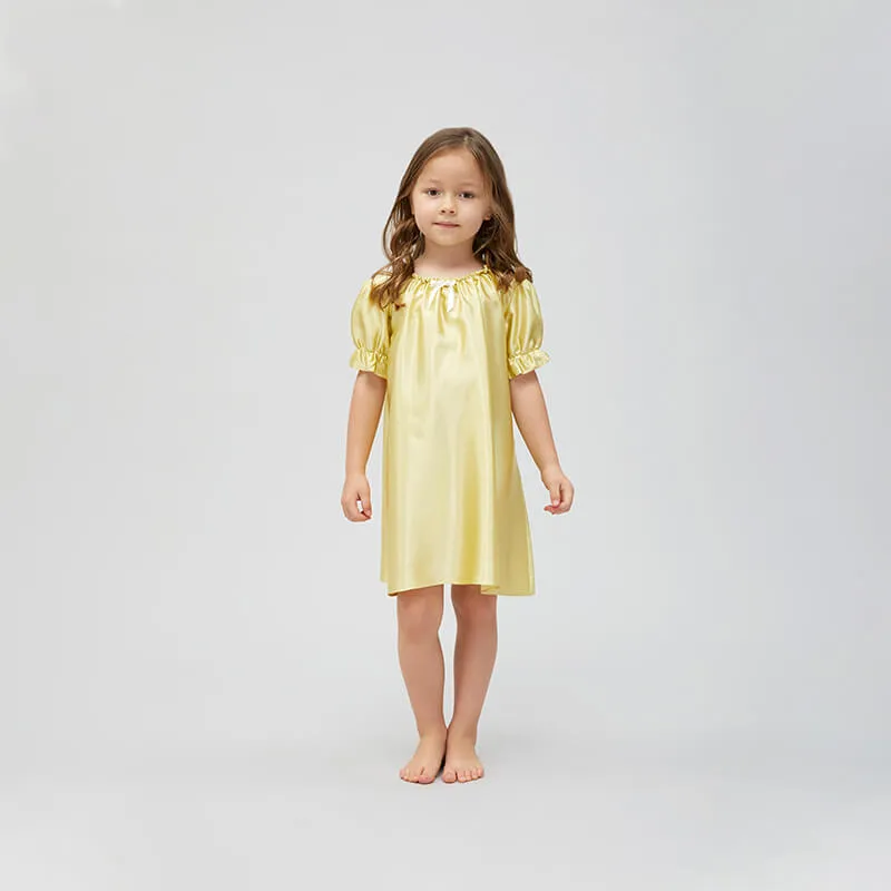 Baby Girls Princess Short Sleeve Silk Nightgown