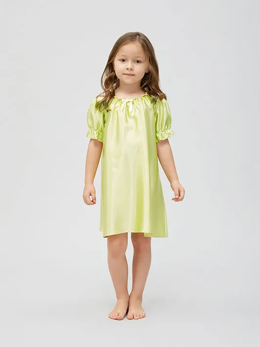 Baby Girls Princess Short Sleeve Silk Nightgown