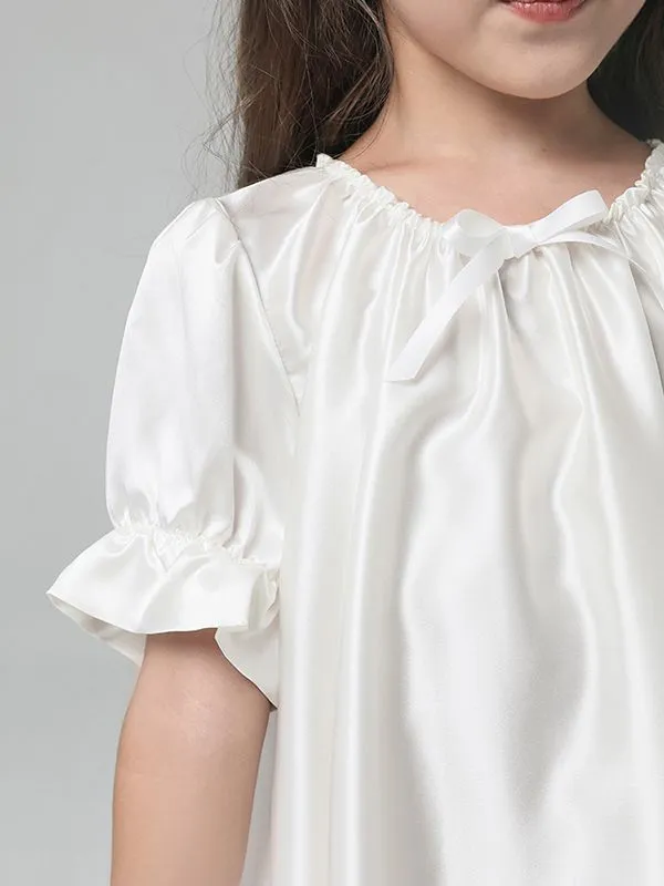 Baby Girls Princess Short Sleeve Silk Nightgown