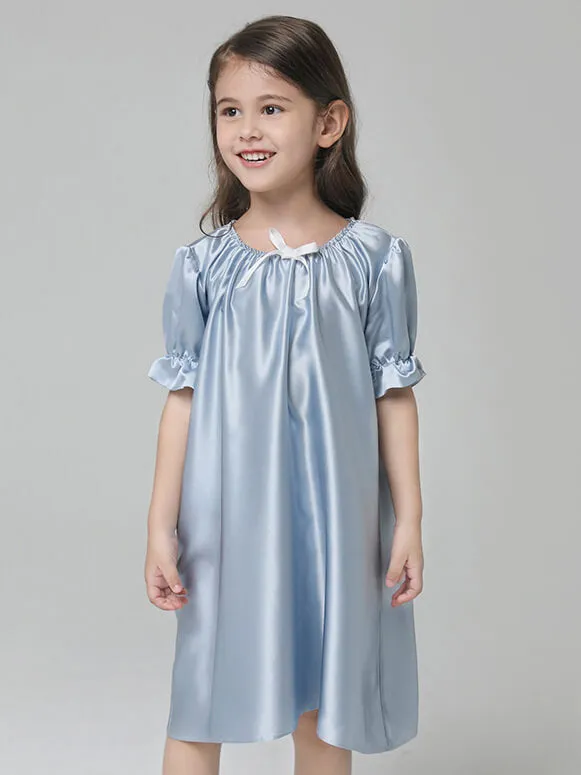 Baby Girls Princess Short Sleeve Silk Nightgown