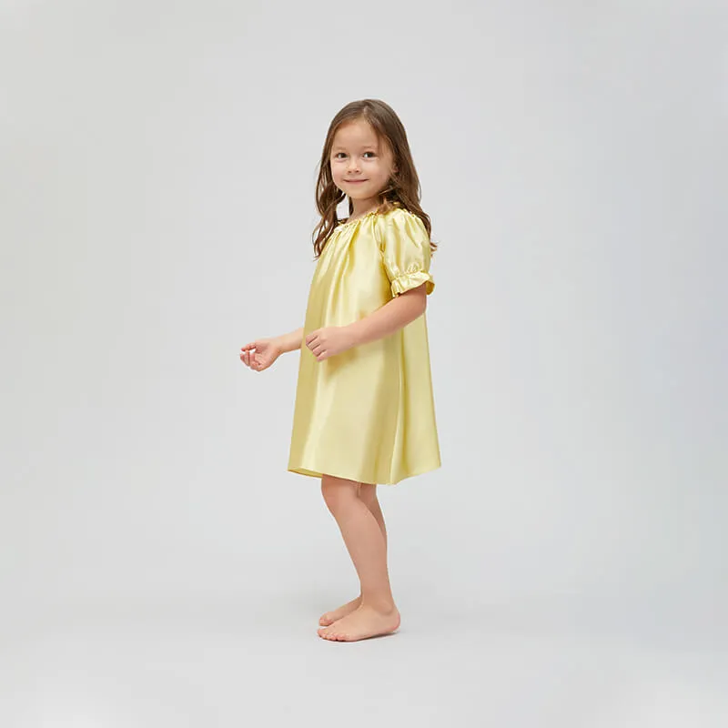 Baby Girls Princess Short Sleeve Silk Nightgown