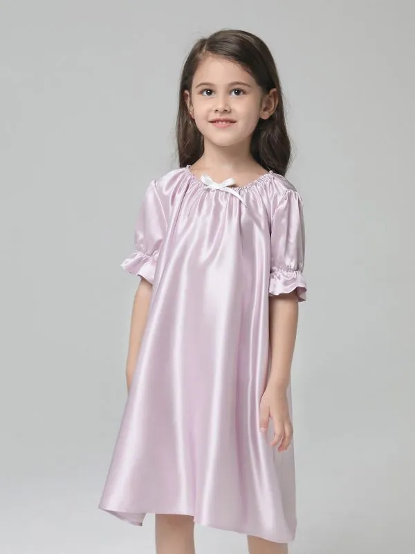 Baby Girls Princess Short Sleeve Silk Nightgown