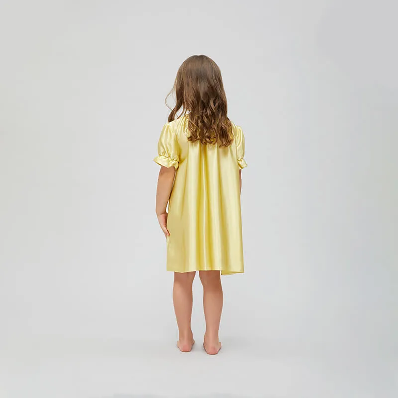 Baby Girls Princess Short Sleeve Silk Nightgown