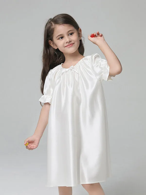 Baby Girls Princess Short Sleeve Silk Nightgown