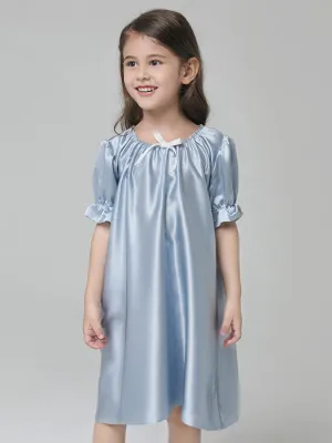 Baby Girls Princess Short Sleeve Silk Nightgown