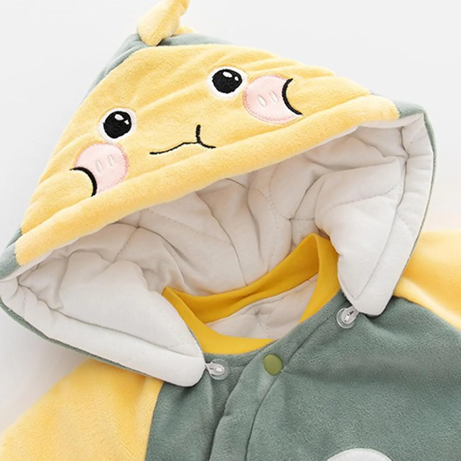 Baby Hooded Romper, Unisex Winter jumpsuit, Animal Pattern, Organic Cotton, 0-12 Months