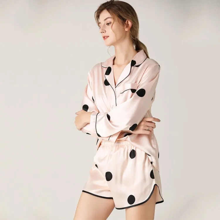 Baby Pink with Large Black Polka Dots Pajama Set