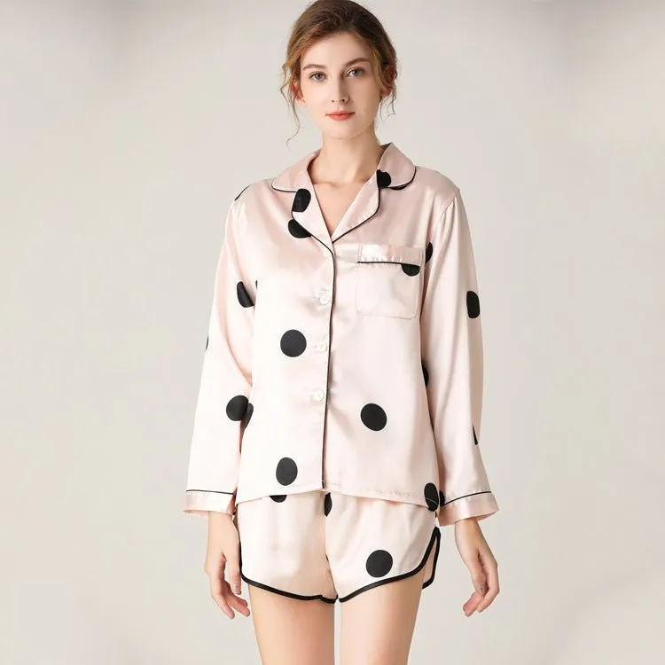 Baby Pink with Large Black Polka Dots Pajama Set