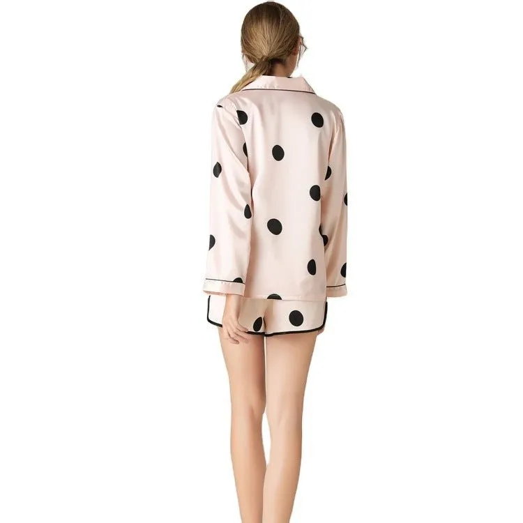 Baby Pink with Large Black Polka Dots Pajama Set