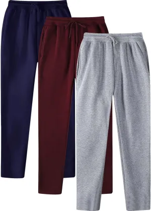 Baggy Sweatpants Men Open Bottom Straight Wide Leg Sweatpants Trendy Casual Yoga Athletic Lounge Pants with Pockets