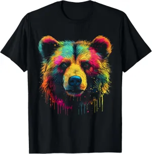 Bear Colourful Forest Artwork Animal Art Bear T-Shirt