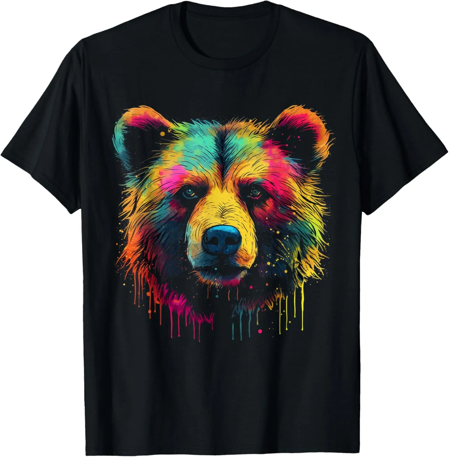 Bear Colourful Forest Artwork Animal Art Bear T-Shirt