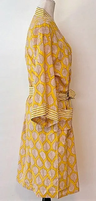 Beautiful Lightweight Cotton Kimono-Style Hand-Printed Dressing Gown.