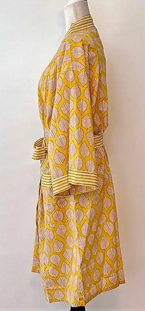 Beautiful Lightweight Cotton Kimono-Style Hand-Printed Dressing Gown.