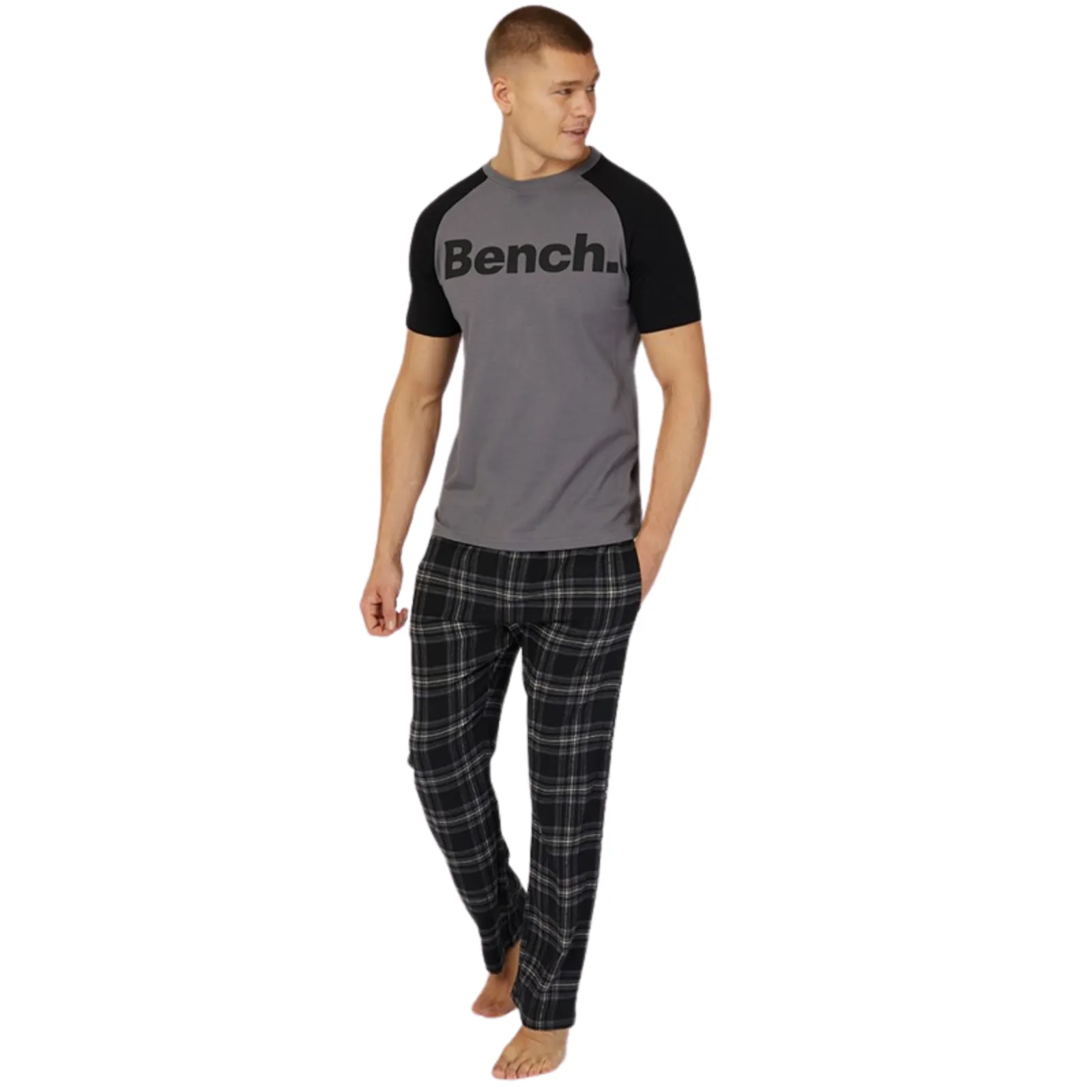 Bench Mens Dunnit Short Sleeve Pyjama Top and Bottoms Set