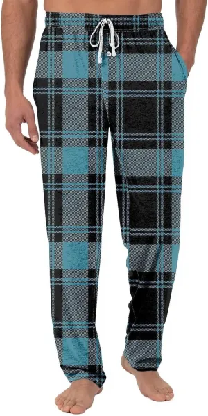 Big and Tall Lounge Pants for Men Soft Cotton Plaid Pajama Pants Loose Elastic Waist Lounging Trousers with Pockets