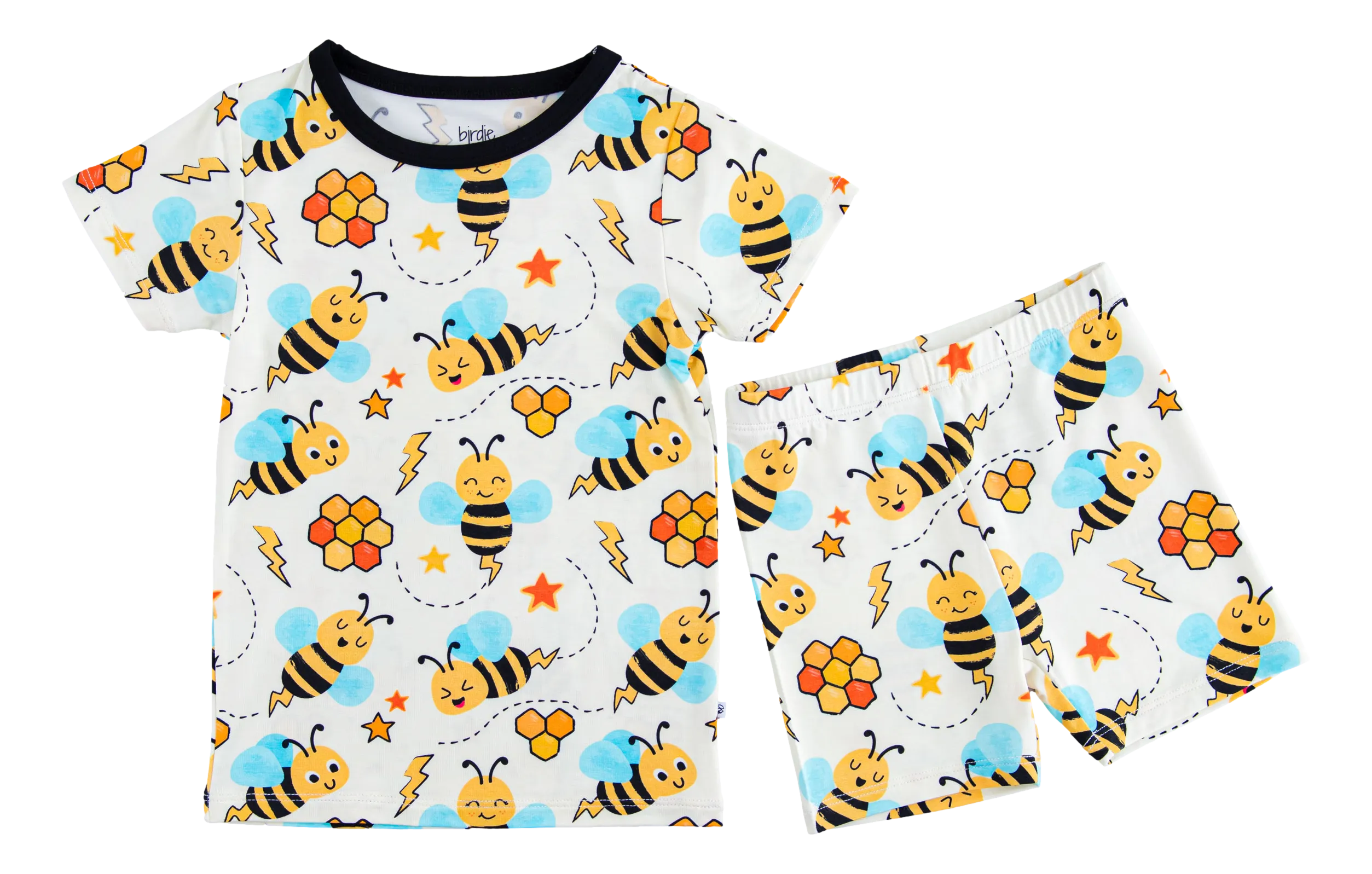 Birdie Bean Oakley Bee Print 2-piece Short Sleeve Kids Pajamas with Shorts