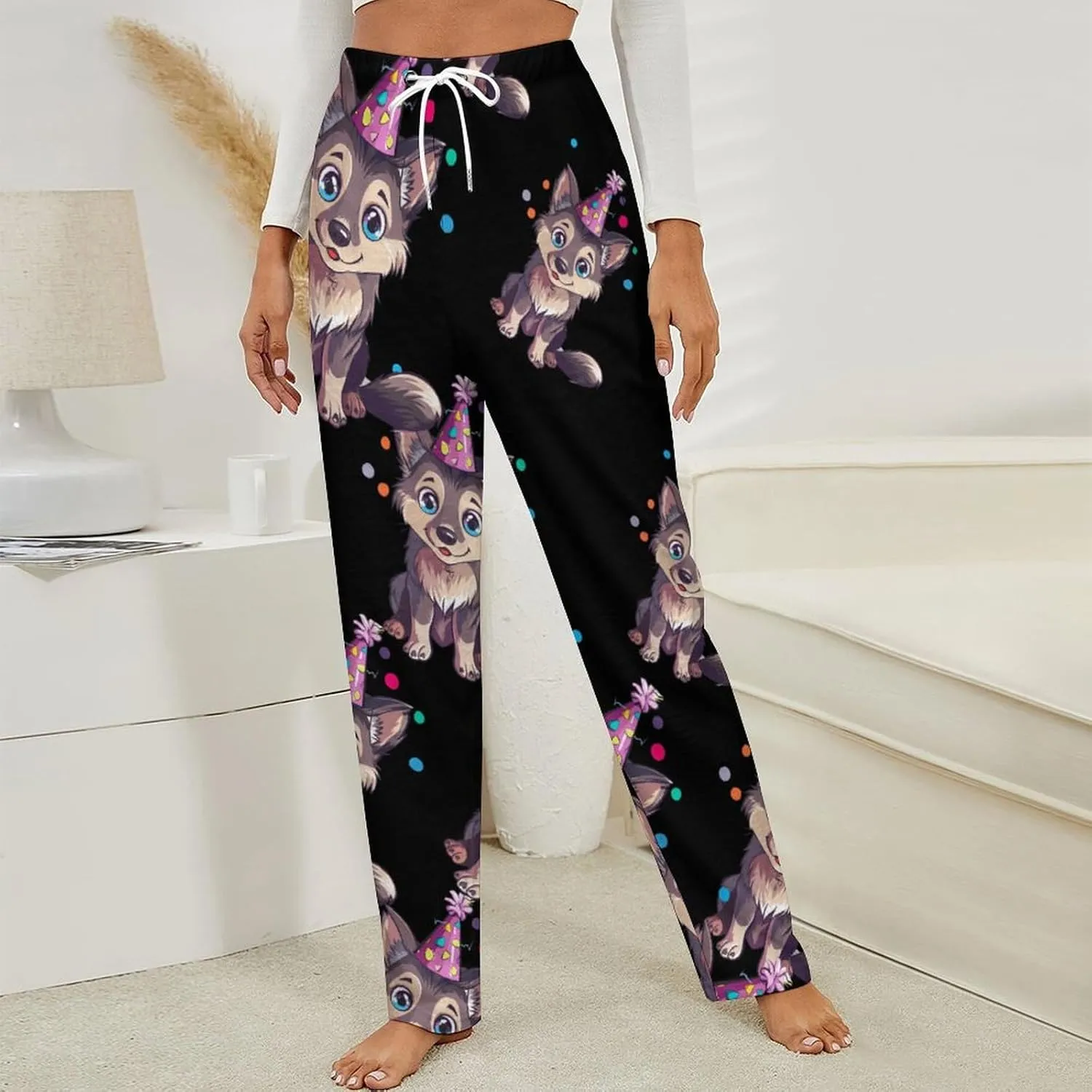 Birthday Wolf Women's Pajama Pants Fleece Warm Pj Bottoms Sleepwear Lounge Pants Loungewear