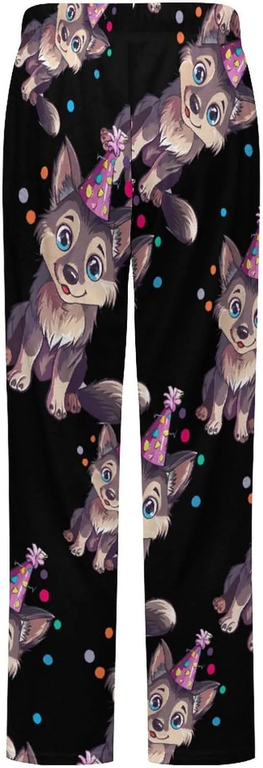 Birthday Wolf Women's Pajama Pants Fleece Warm Pj Bottoms Sleepwear Lounge Pants Loungewear