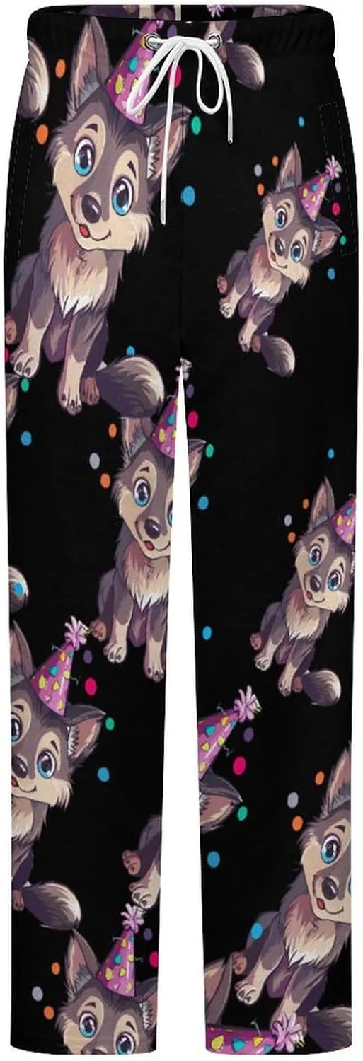 Birthday Wolf Women's Pajama Pants Fleece Warm Pj Bottoms Sleepwear Lounge Pants Loungewear