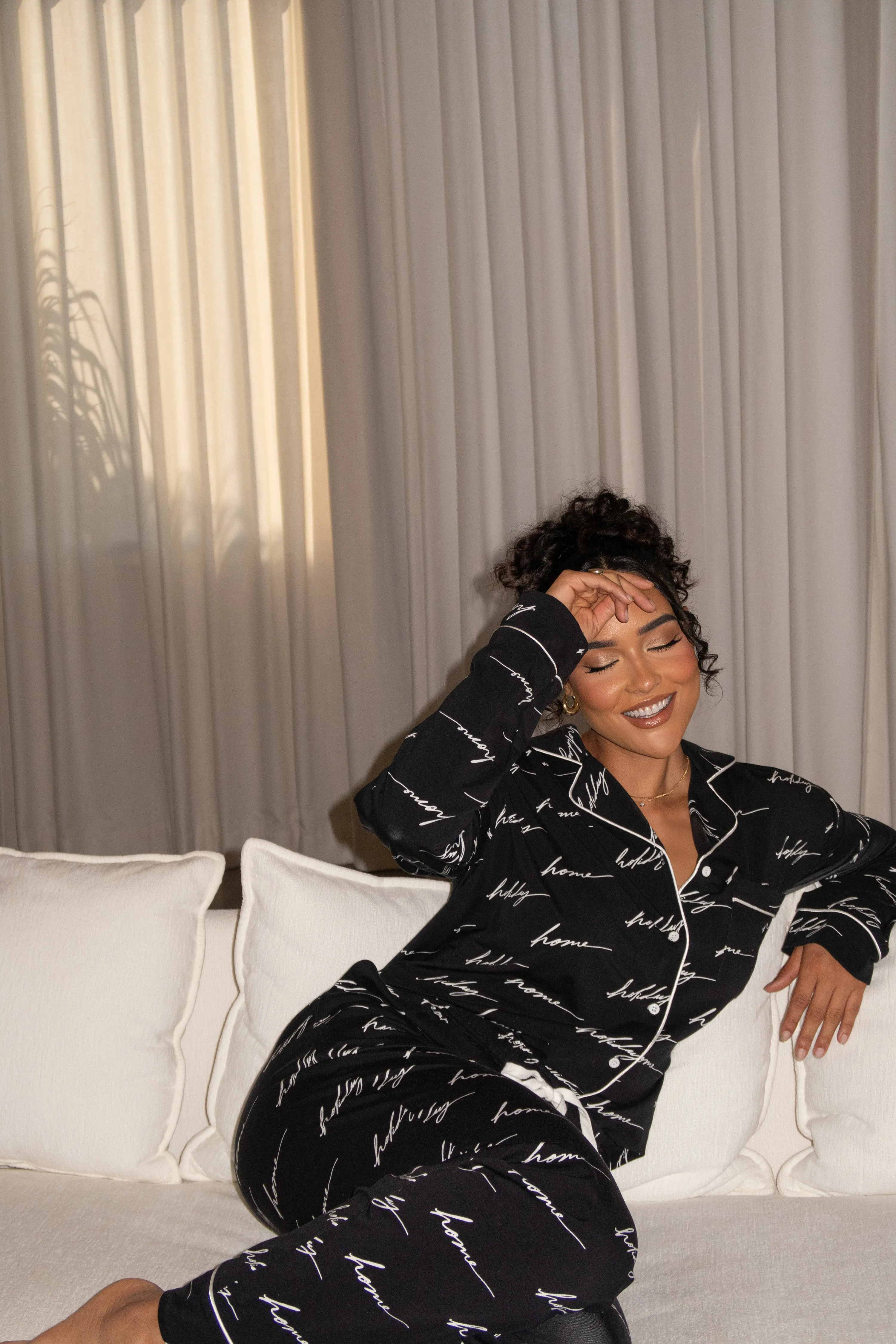 Black Home For The Holidays Adult Pajama Set