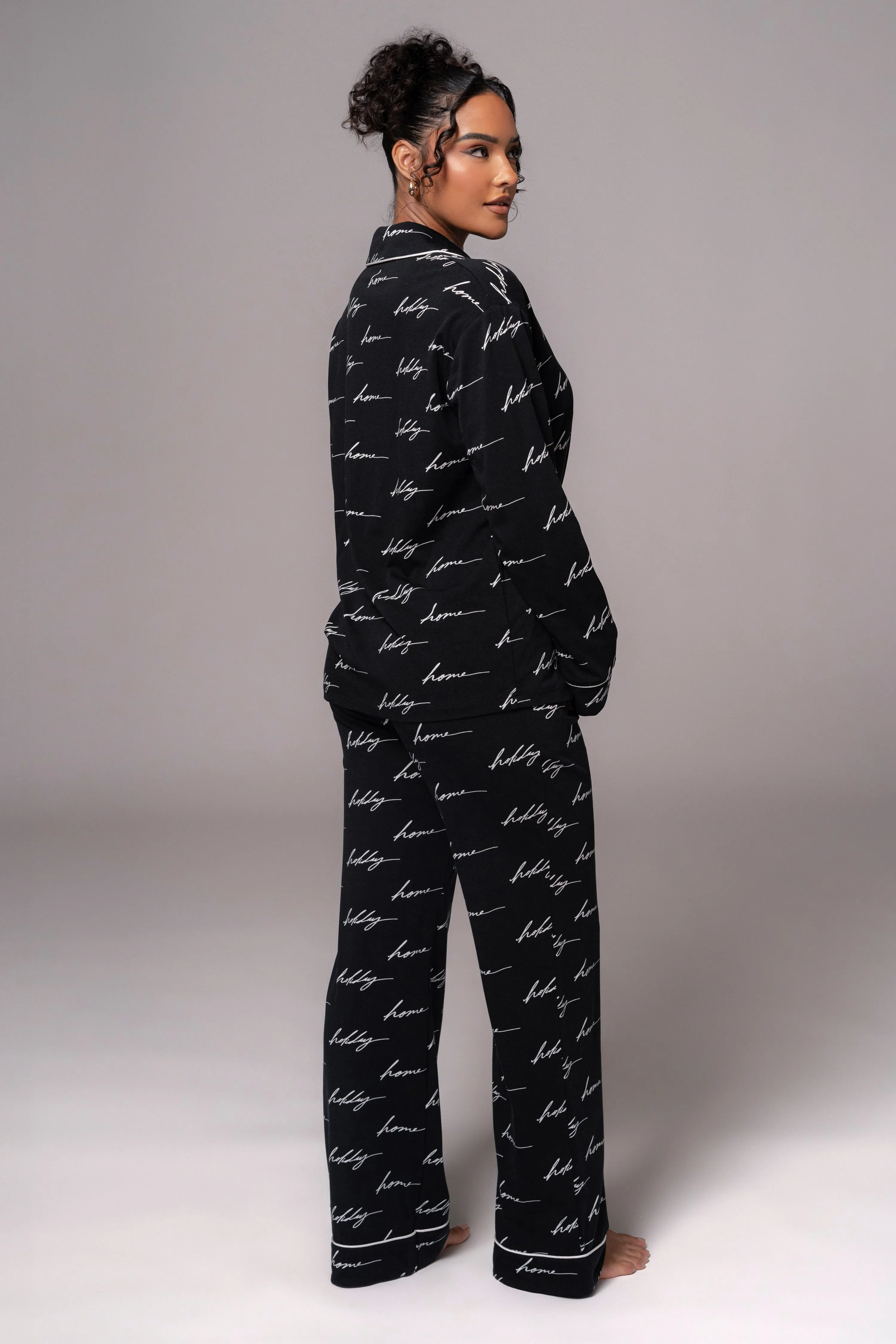 Black Home For The Holidays Adult Pajama Set