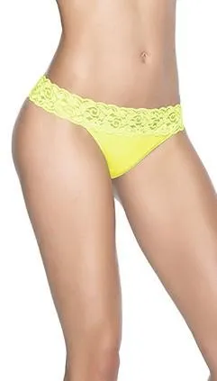Black Lace Trim Thong Panties (Many Colors Available)