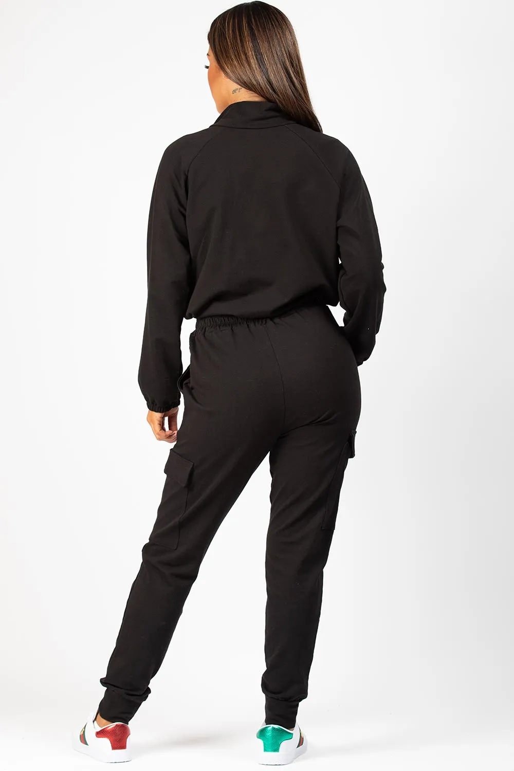 Black Oversized Sweatshirt And Joggers Lounge Set