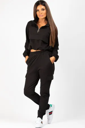 Black Oversized Sweatshirt And Joggers Lounge Set