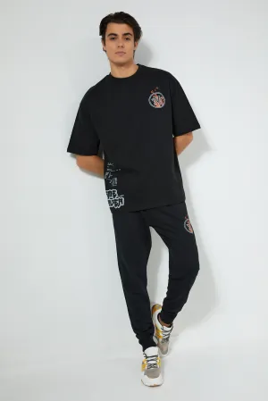 Black Printed Loungewear T-Shirt