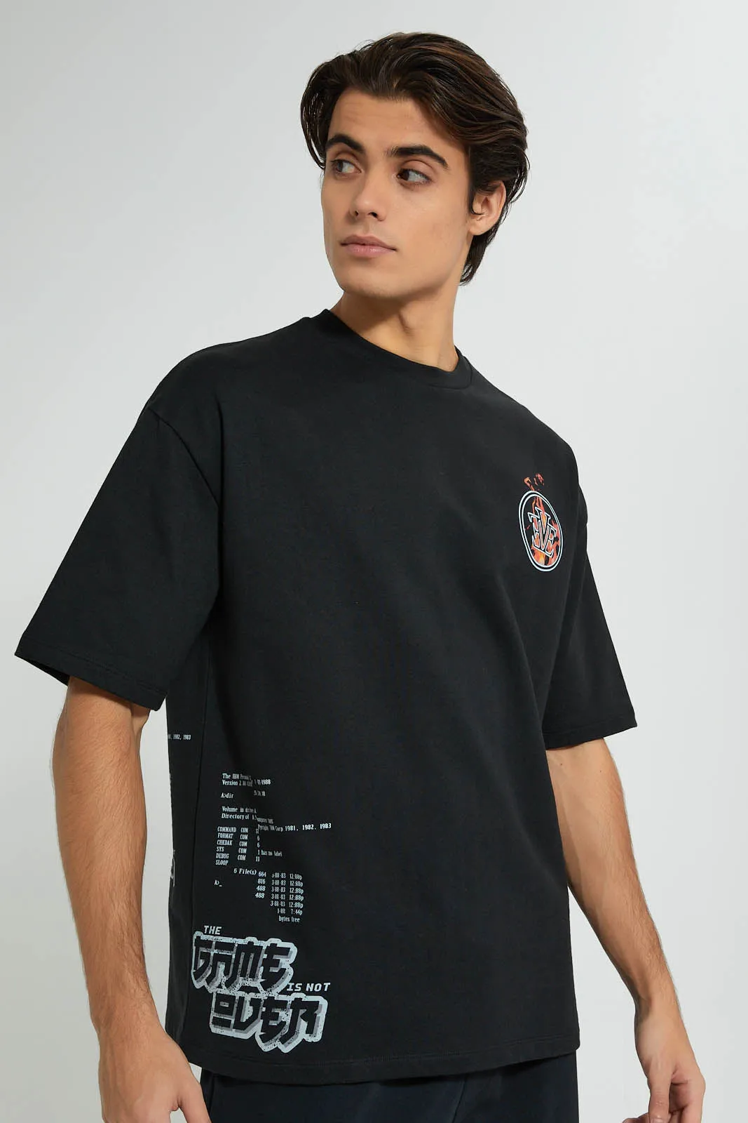 Black Printed Loungewear T-Shirt