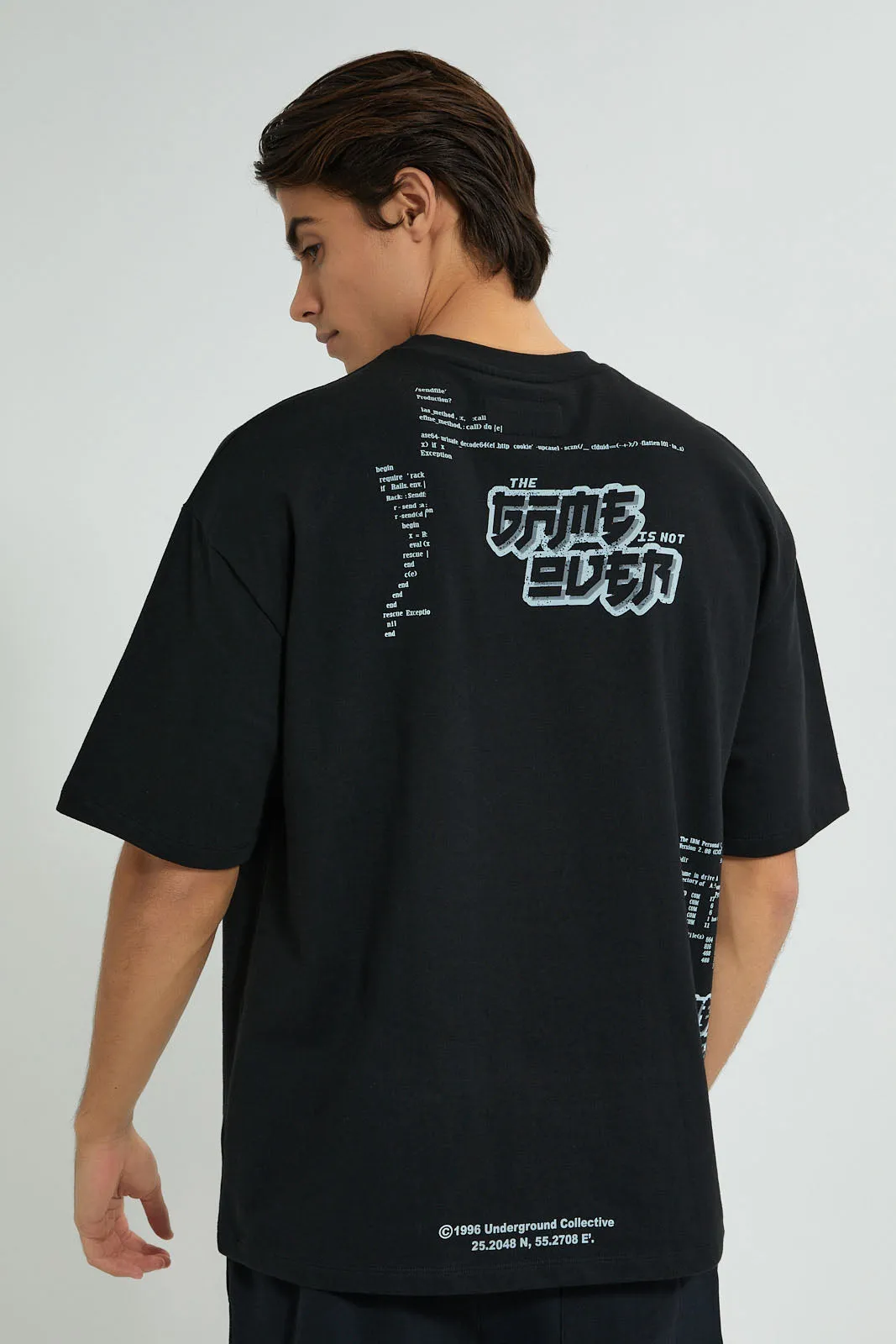Black Printed Loungewear T-Shirt
