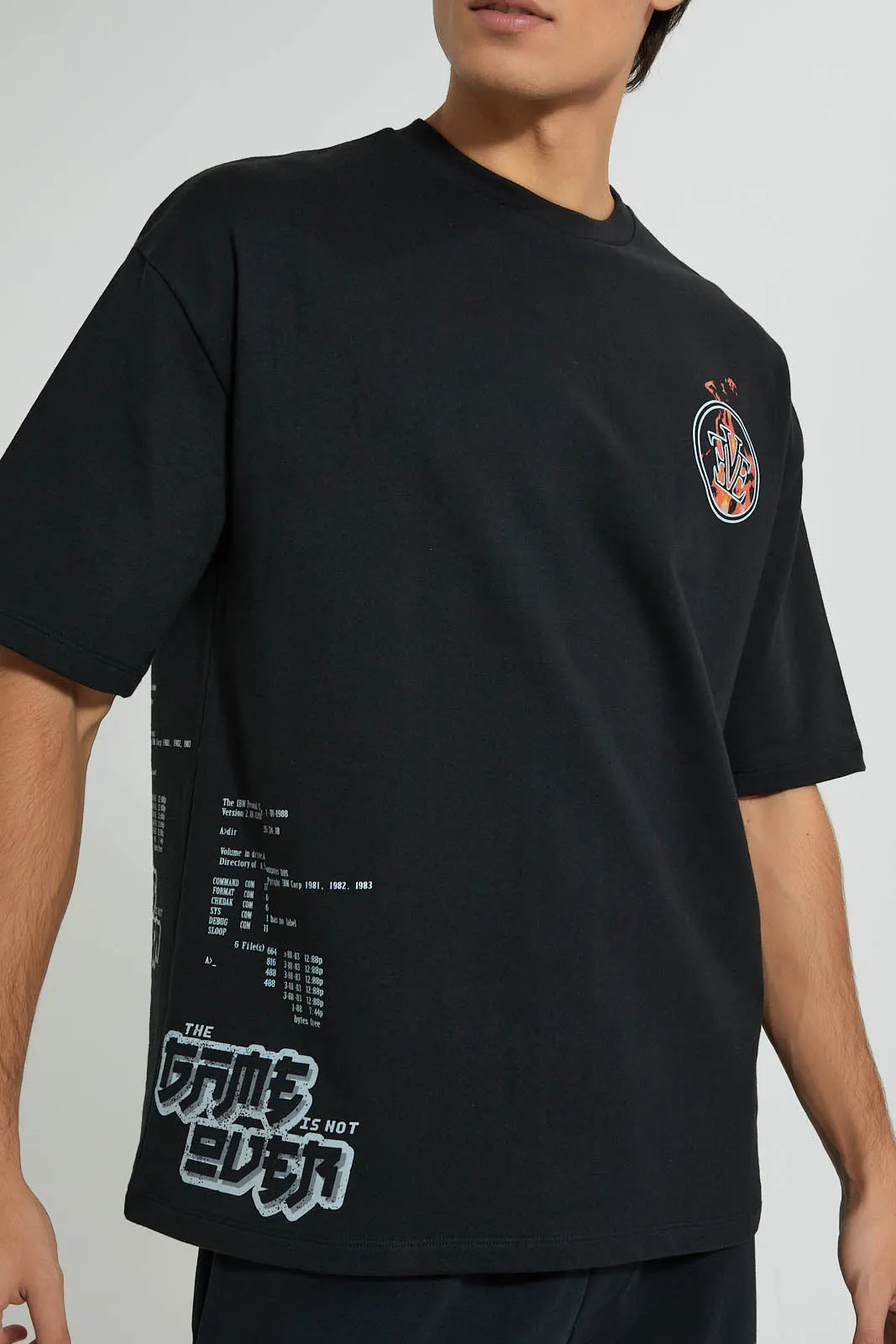 Black Printed Loungewear T-Shirt