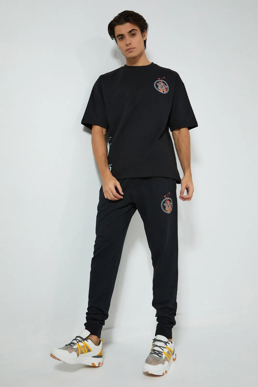 Black Printed Loungewear T-Shirt