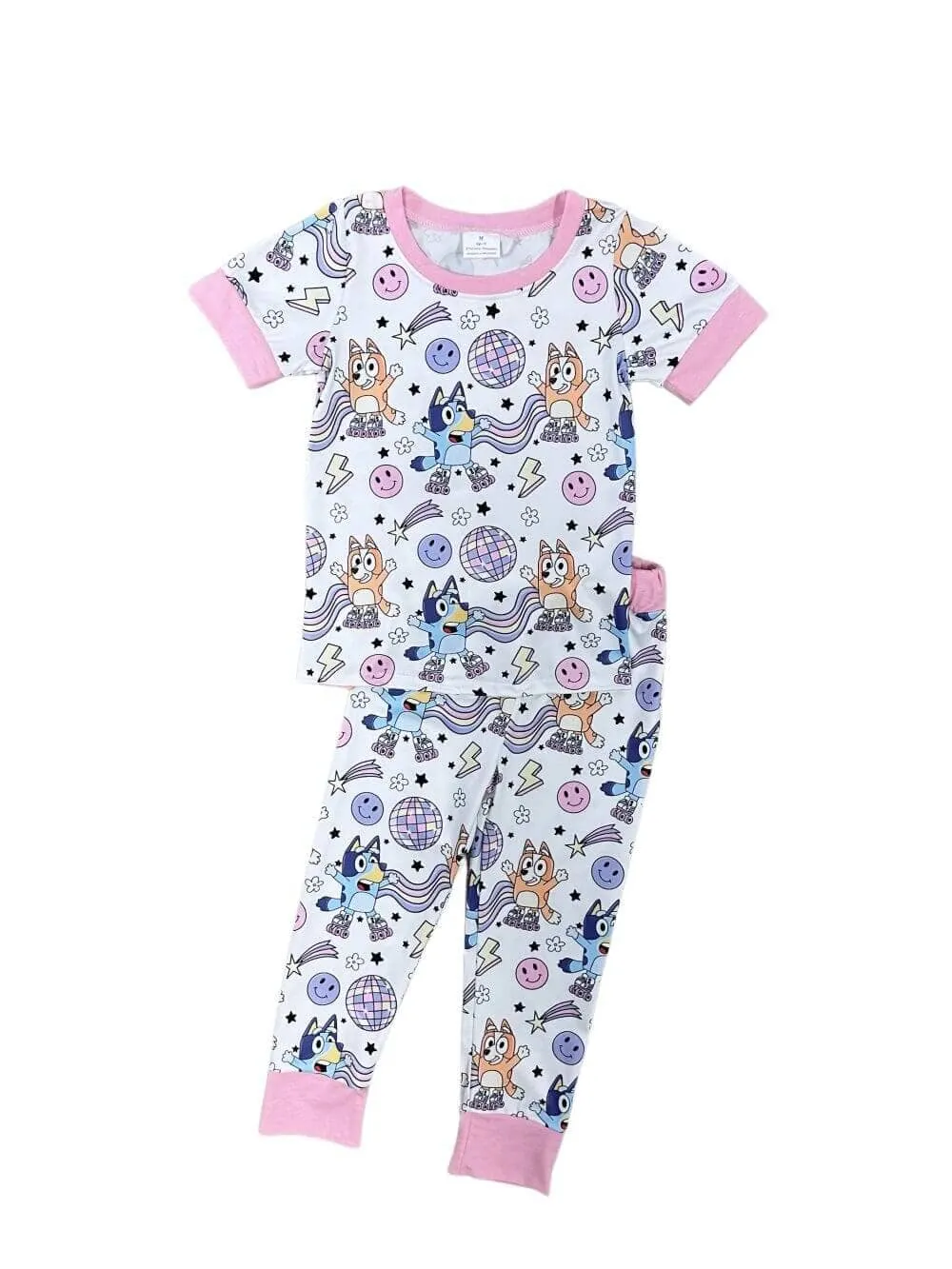 Blue Dog Roller Skate Derby Short Sleeve Pajama Set