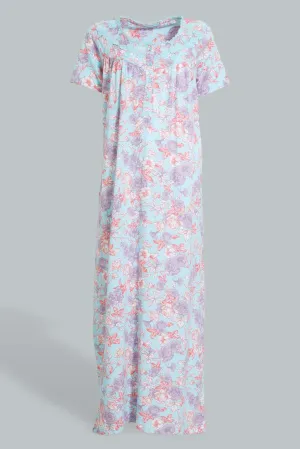 Blue Floral Nightgown