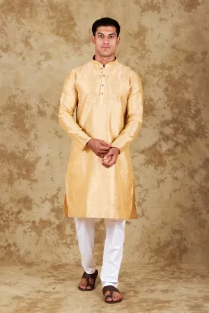 Bluesaanchi Men's Cream Banarasi Silk Kurta Set