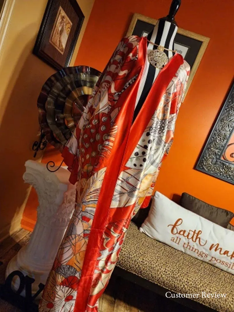 Boho Robe, Kimono Robe, Silk robe, Beach Cover up, Feathers & Folly