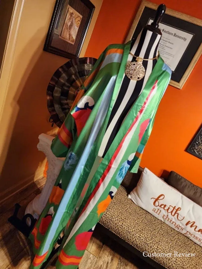 Boho Robe, Kimono Robe, Silk robe, Beach Cover up, Feathers & Folly